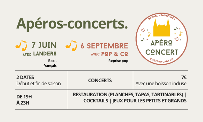 Apéros-concerts au Château Caillou en Sauternes et Barsac informations complémentaires